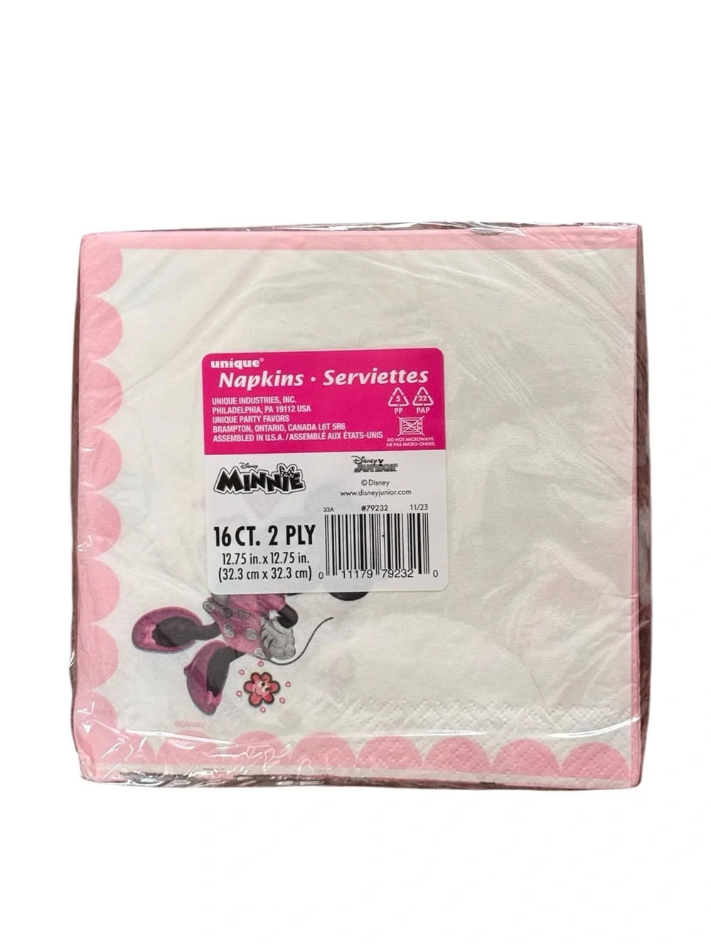 Disney Minnie Mouse Pink Polka Dot 16-Count Paper Napkins – Set of 5 Packs